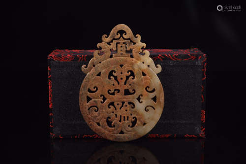 AN OLD JADE TABLET WITH CHILONG PATTERNS