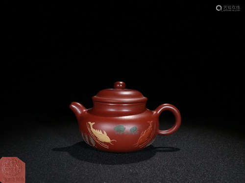 A ZHOU GUIZHEN STYLE ZISHA TEAPOT WITH MARKING