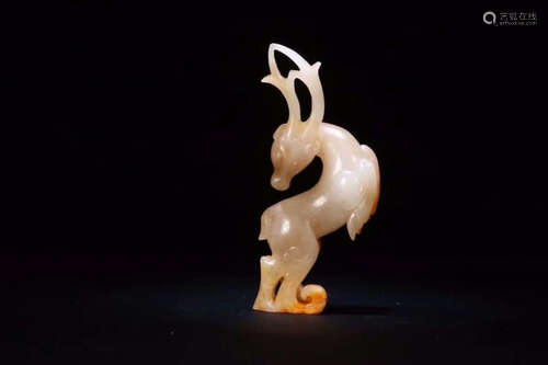 A DEER SHAPE HETIAN JADE ORNAMENT