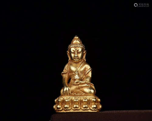 A GOLD SIT GUANYIN PATTERN BUDDHA