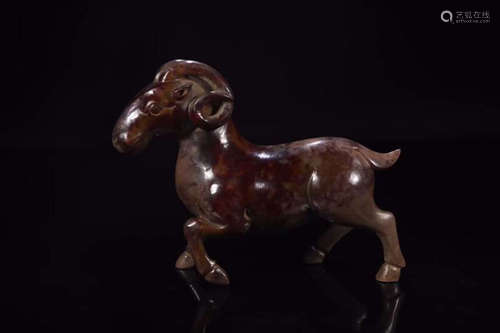 AN OLD JADE GOAT SHAPE ORNAMENT