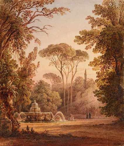 William James MüllerPark der Villa Borghese in RomAquarell. 28,8 x 24 cm.Gerahmt.Signiert unten