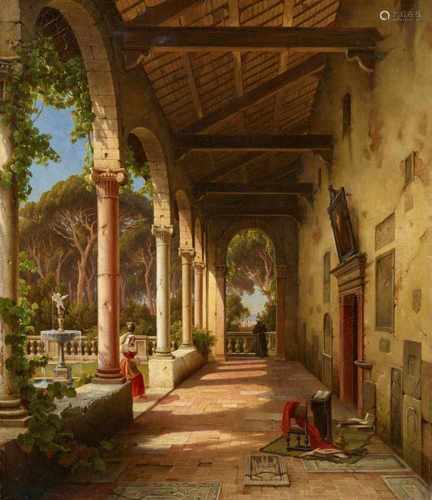 Julius Eduard Wilhelm HelfftBlick in die Loggia einer italienischen Villa (in Frascati?)Öl auf