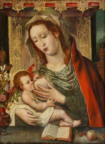 Jan Gossaert, gen. Mabuse, UmkreisMadonna mit Kind unter BaldachinÖl auf Holz (parkettiert). 66 x 48