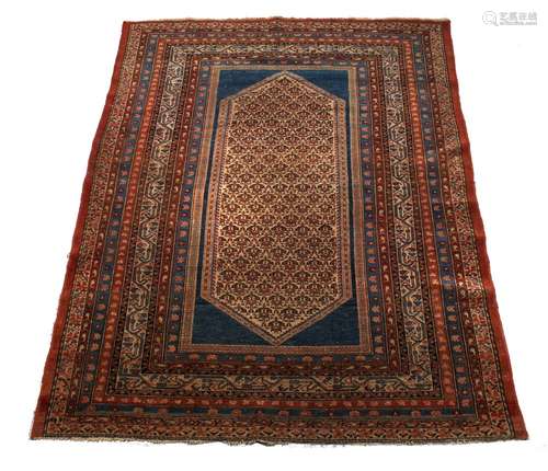 Property of a lady - an antique Caucasian Karabagh rug, with blue field, 75 by 58ins. (190 by