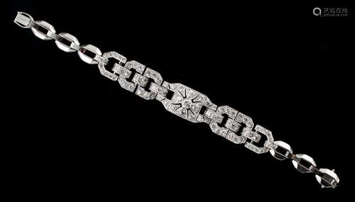 A Swedish 18ct white gold diamond link bracelet, the estimated total diamond weight 5.11 carats, 6.