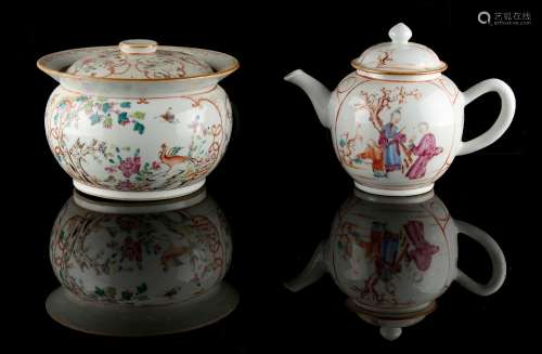 Property of a lady - a Chinese famille rose teapot, Qianlong period (1736-1795), painted with two