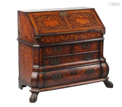 Property of a deceased estate - an 18th century Dutch walnut & marquetry fall-front bureau,