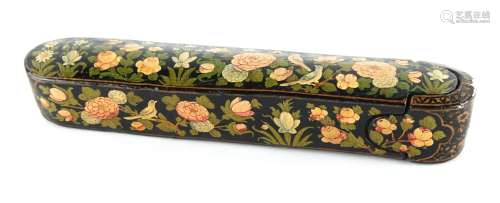Property of a gentleman - a Persian Qajar lacquer pen box, late 19th century, 8.8ins. (22.4cms.)