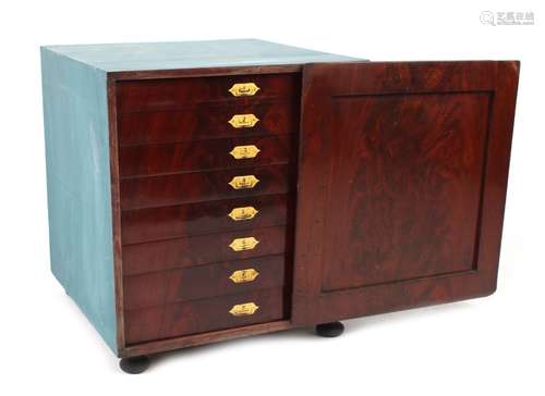 Property of a gentleman - a 19th century mahogany collector's cabinet, the eight drawers with