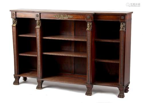 Property of a deceased estate - a mid 20th century Regency style mahogany breakfront dwarf bookcase,