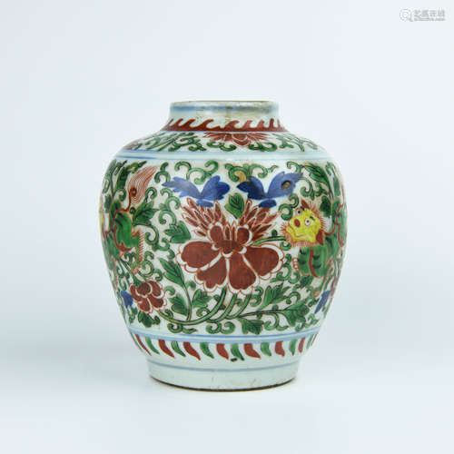 A Chinese Wu-Cai Porcelain Jar