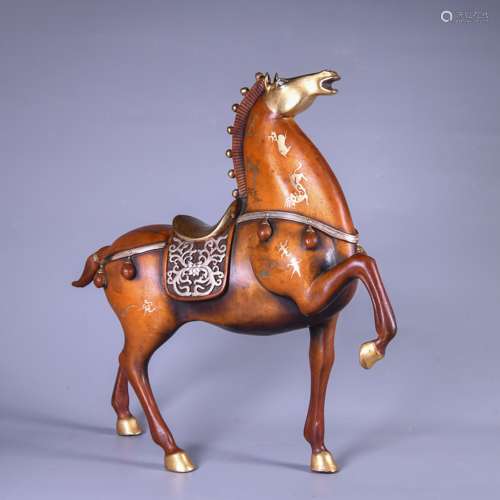 A Chinese Gilt Bronze Horse