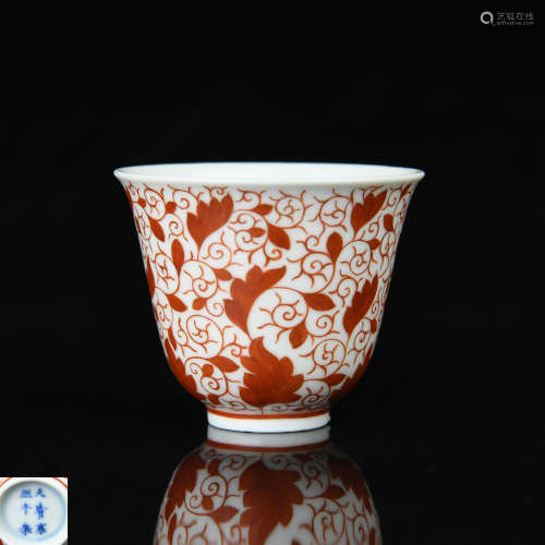A Chinese Iron Red Porcelain Cup