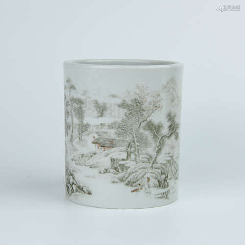 A Chinese Famille-Rose Porcelain Brush Pot