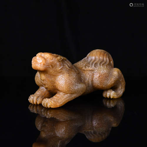 A Chinese Carved Tianhuang Foo-Dog Decoration