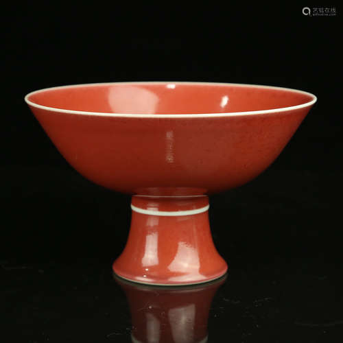 A Chinese Red Glazed Porcelain Cup