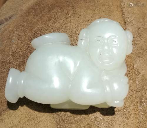 A Chinese Carved Jade Figure of Boy