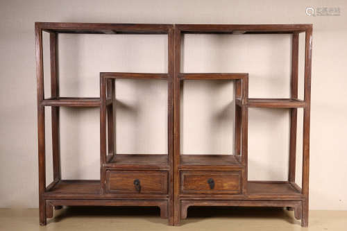 A Pair of Chinese Carved Huanghuali Cabinet