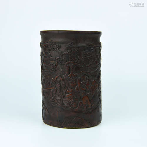 A Chinese Carved Bamboo Brush Pot