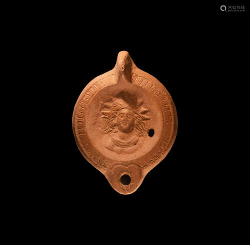 Roman Oil Lamp with Head of Sol