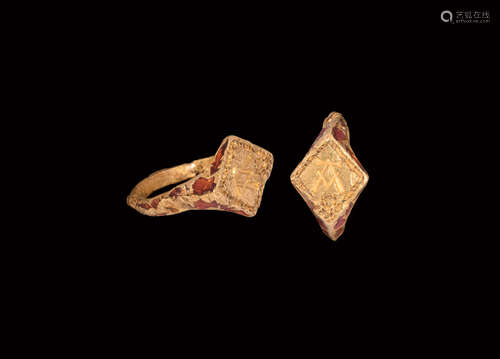 Medieval Gold Ring with Initial 'A'