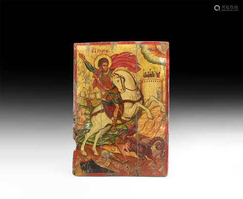 Greek Icon with Saint George and the Dragon