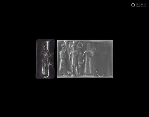 Old Babylonian Cylinder Seal with Worship Scene