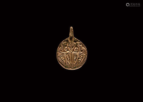 Viking Gilt Silver Odin and Ravens Pendant