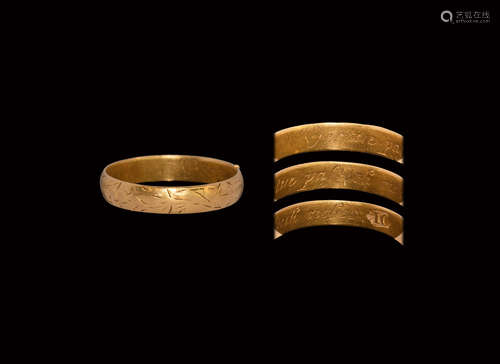 Gold 'Vertue Passeth Riches' Posy Ring