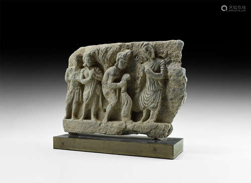 Gandharan Frieze Section with Robed Figures