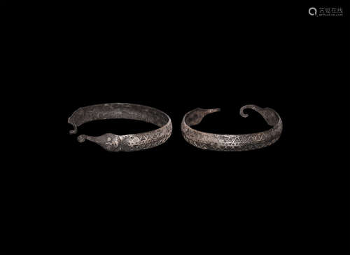 Viking Silver Bracelet with Beast Heads