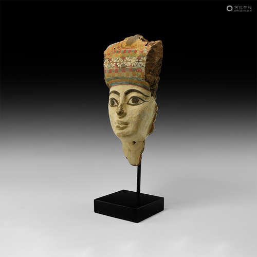 Egyptian Polychrome Wooden Face Mask