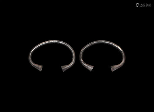 Iron Age Celtic Silver Bracelet Pair