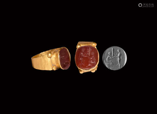 Roman Gold Ring with Figural Gemstone