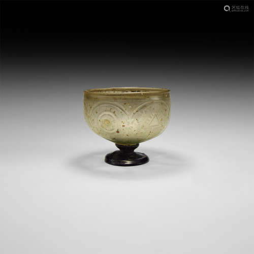 Byzantine Glass Footed Cup with Designs
