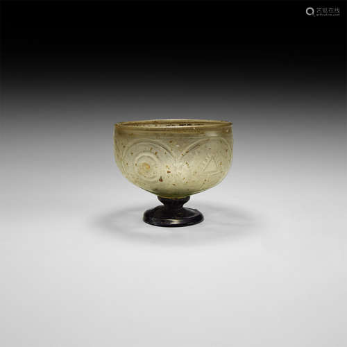 Byzantine Glass Footed Cup with Designs