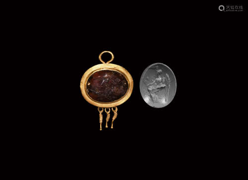 Roman Gold Pendant with Gemstone