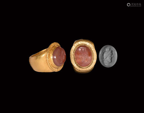 Roman Gold Ring with Serapis Gemstone