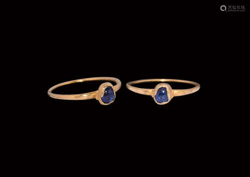 Medieval Gold Stirrup Ring with Sapphire