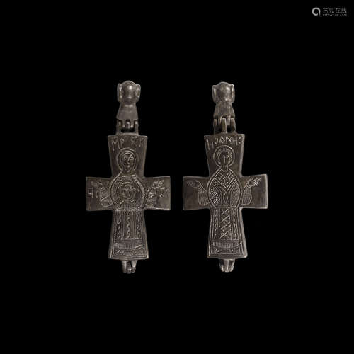 Byzantine Reliquary Cross Pendant with St John