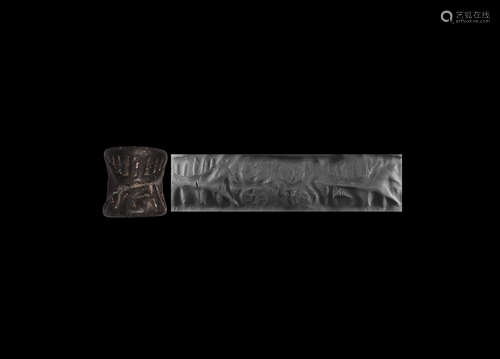 Syrian Cylinder Seal with Cow and Calf