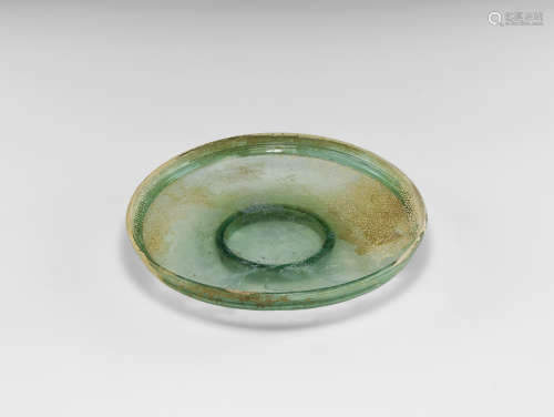 Roman Green Glass Footed Bowl