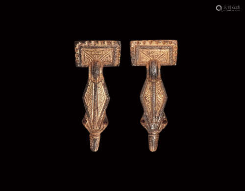 Merovingian Gilt Silver Brooch Pair