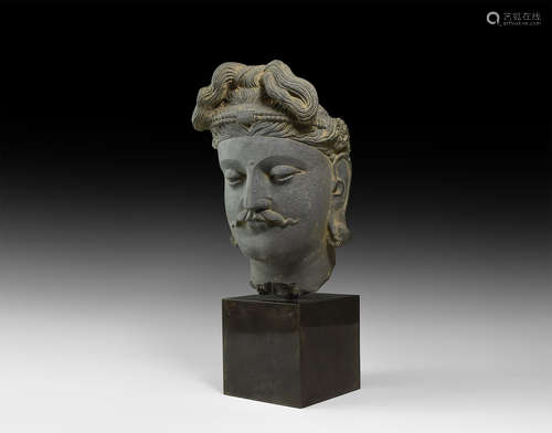 Life-Size Gandharan Buddha Statue Head