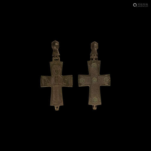 Byzantine Reliquary Cross Pendant with St George