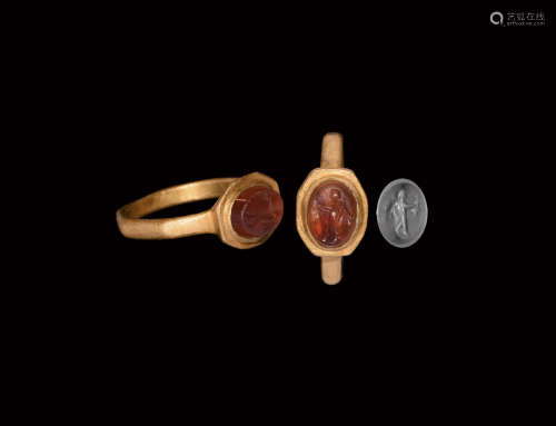Roman Gold Ring with Cupid Gemstone