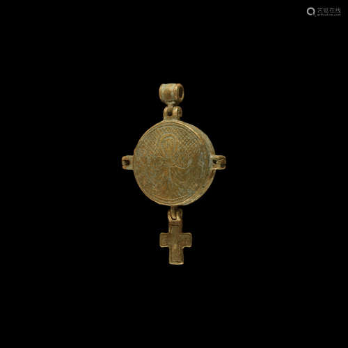Byzantine Silver Reliquary Pendant with Cross