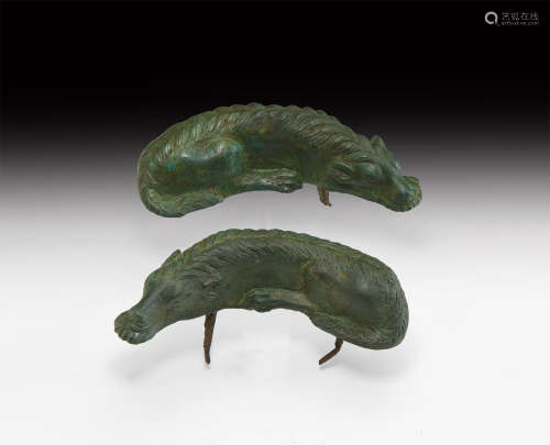 Large Roman Hunting Hound Chariot Mount Pair