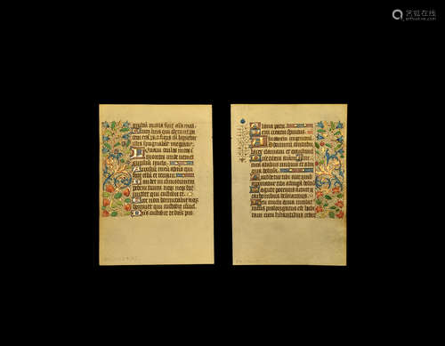 Medieval Rouen Book of Hours Manuscript Page